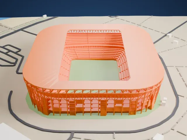 Stadium 974 model, South view