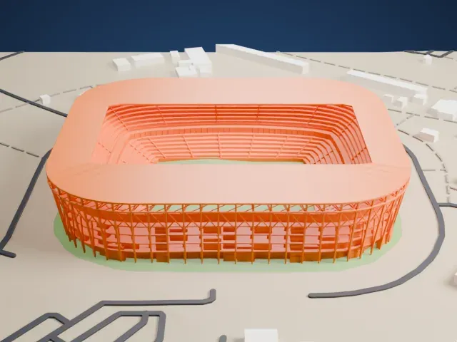 Stadium 974 model, West view