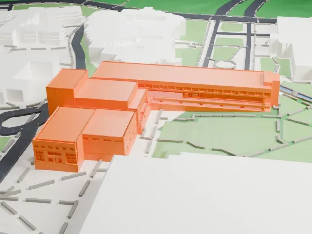 Staller Center for the Arts model, West view