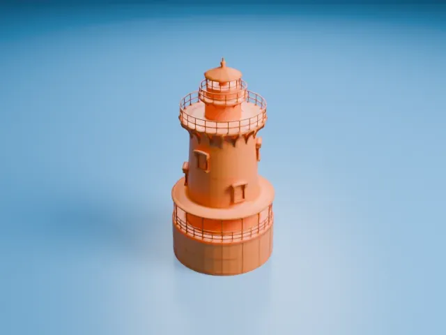 Stamford Harbor Ledge Light model, East view