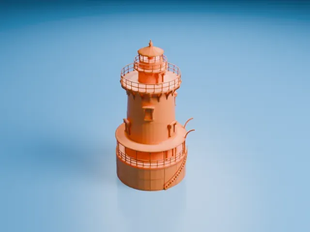 Stamford Harbor Ledge Light model, North view