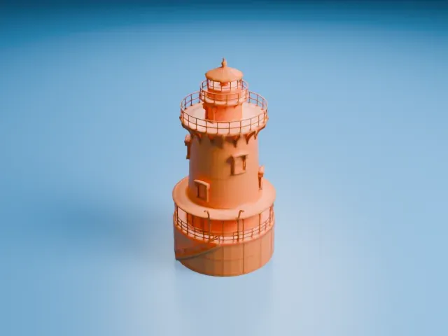 Stamford Harbor Ledge Light model, West view