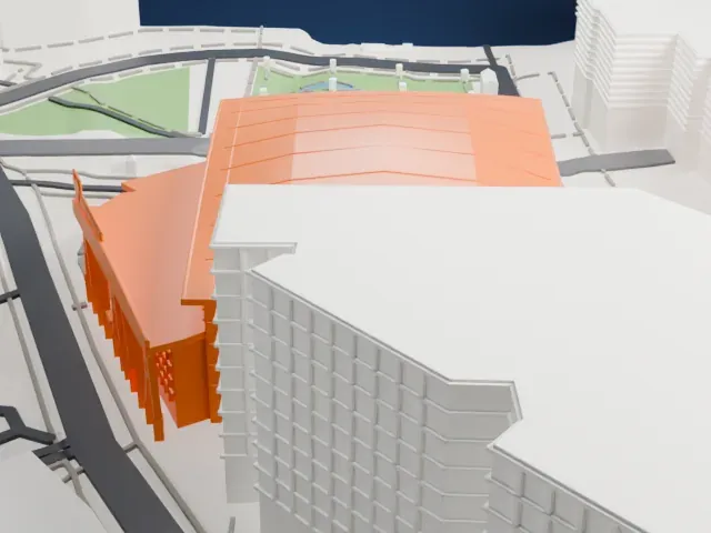 State Farm Arena model, East view