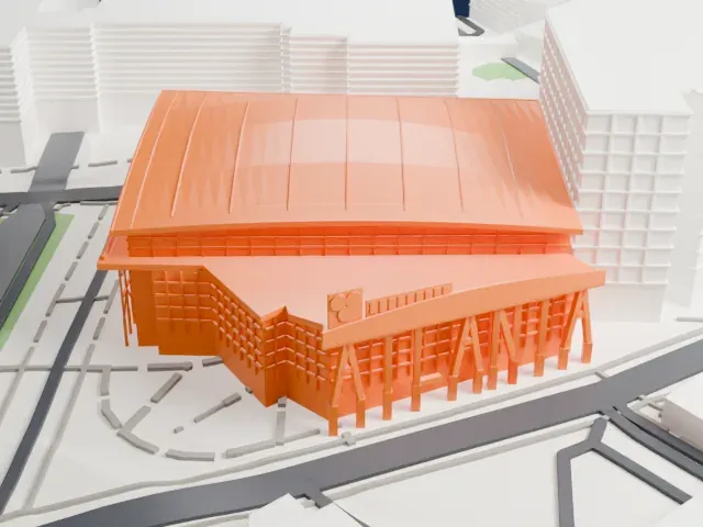 State Farm Arena model, South view