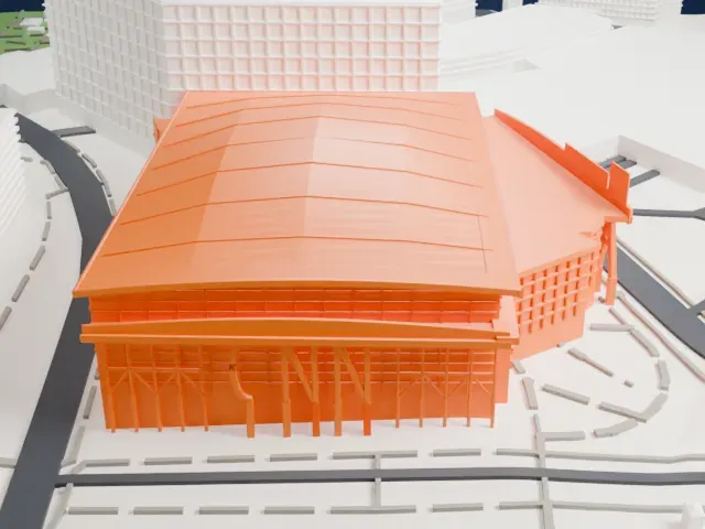 State Farm Arena model, West view