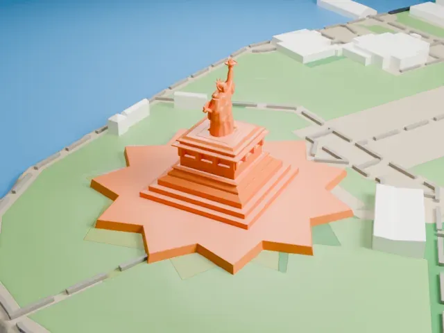 Statue of Liberty model, East view