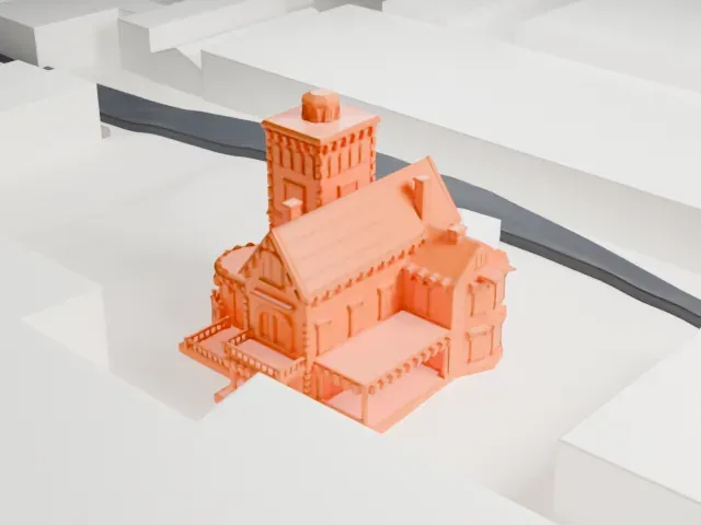 Steinway Mansion model, East view