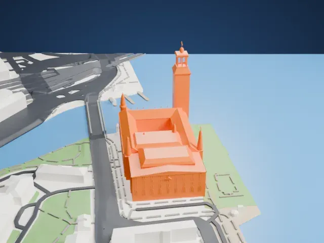Stockholm City Hall model, West view