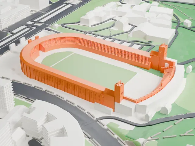 Stockholm Olympic Stadium model, East view