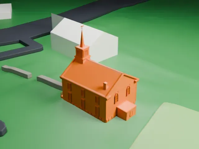 Stockholm United Methodist Church model, East view