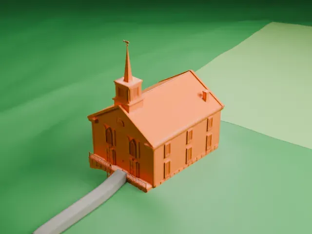 Stockholm United Methodist Church model, South view