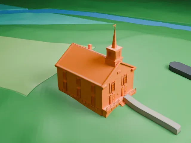 Stockholm United Methodist Church model, West view