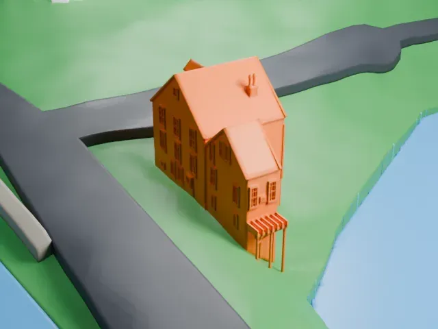 Stony Brook Grist Mill model, East view