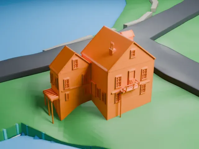 Stony Brook Grist Mill model, North view