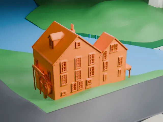 Stony Brook Grist Mill model, South view
