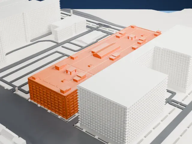 Storehouse No. 2, U.S. Navy Fleet Supply Base model, East view