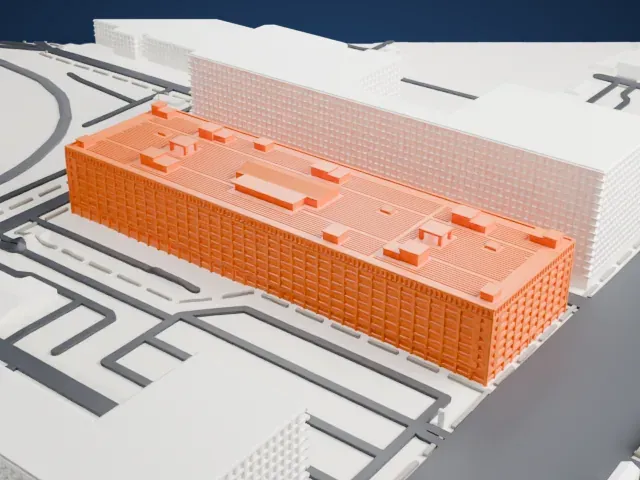 Storehouse No. 2, U.S. Navy Fleet Supply Base model, South view