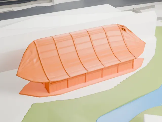 Stratford station model, West view