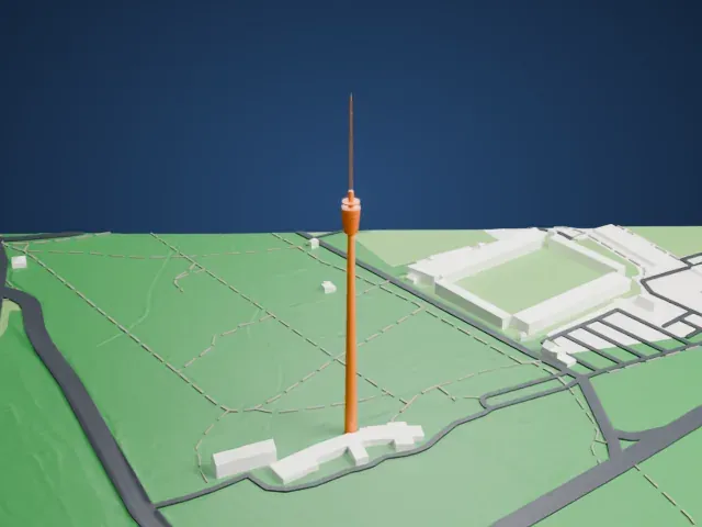 Fernsehturm Stuttgart model, North view
