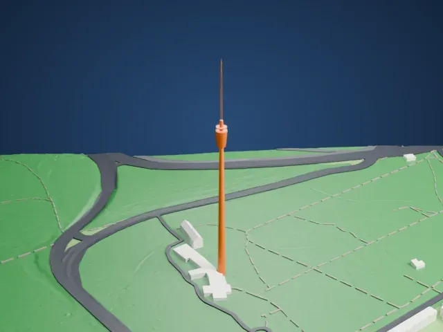 Fernsehturm Stuttgart model, West view