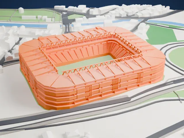 Şükrü Saracoğlu Stadium model, East view