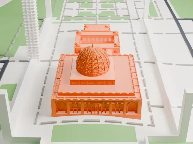 Sultan Qaboos Grand Mosque model, West view