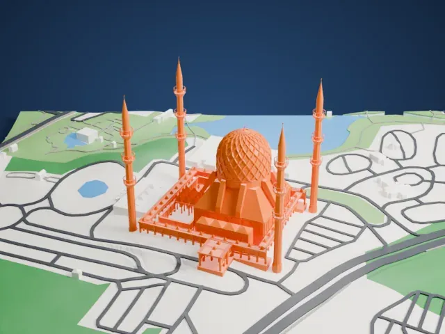 Sultan Salahuddin Abdul Aziz Mosque model, North view