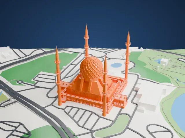 Sultan Salahuddin Abdul Aziz Mosque model, West view