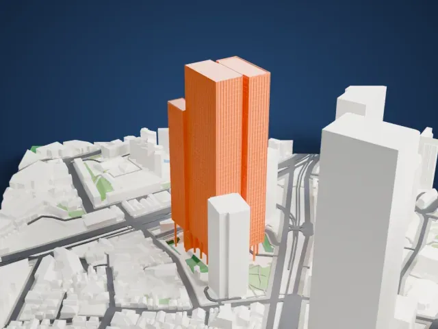 Sumitomo Fudosan Roppongi Grand Tower model, South view