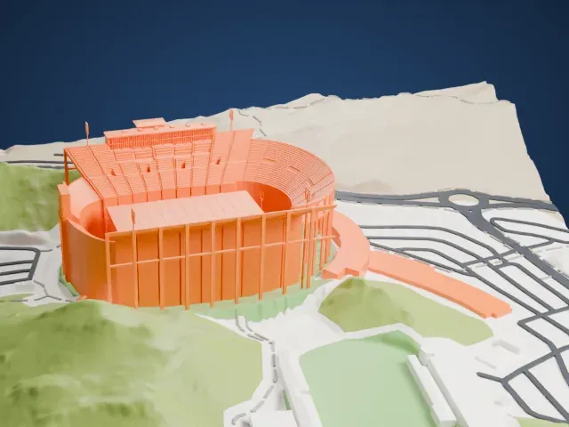 Sun Bowl model, East view
