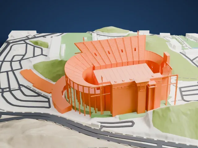 Sun Bowl model, West view