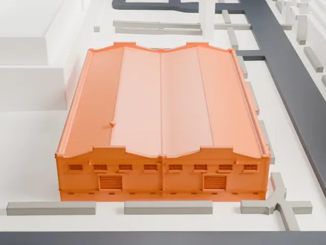 Sun Mercantile Building model, South view