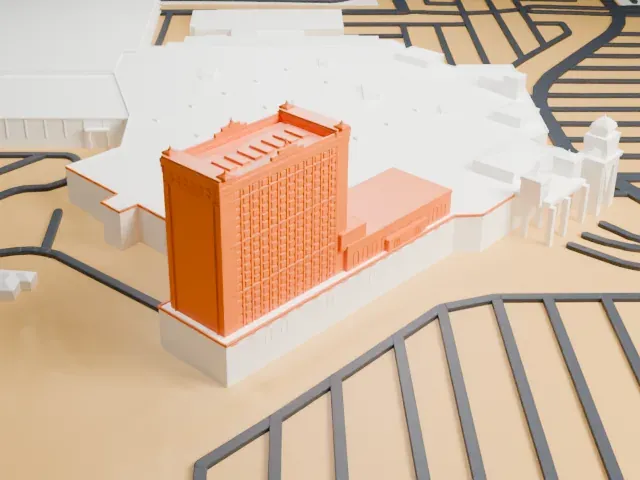 Sunset Station model, East view