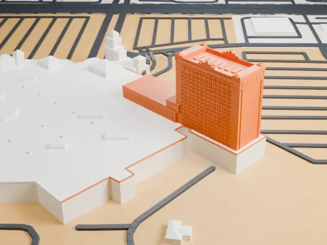 Sunset Station model, South view