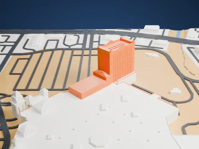 Sunset Station model, West view