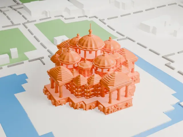 Swaminarayan Akshardham (Delhi) model, West view