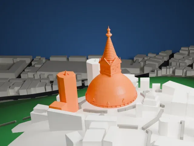 Swayambhunath model, North view