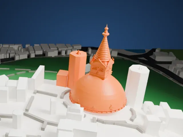 Swayambhunath model, West view