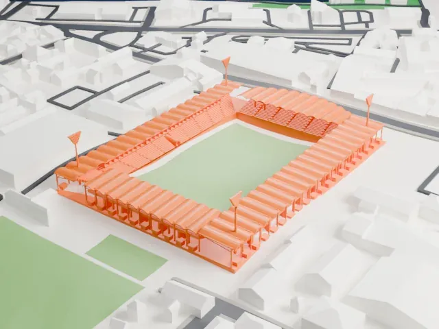 Szusza Ferenc Stadion model, East view