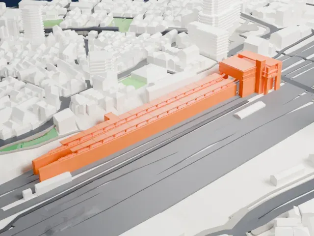 Tabata Station (Tokyo) model, East view