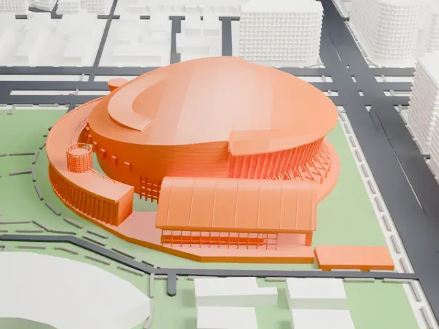 Taipei Arena model, East view