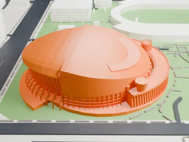 Taipei Arena model, West view
