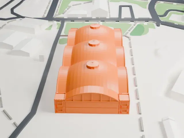 Tallinn Seaplane Harbour hangars model, North view
