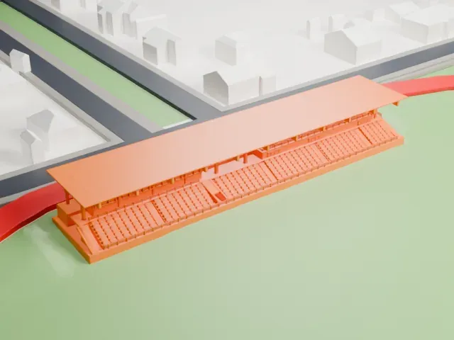 Tamme Stadium model, East view