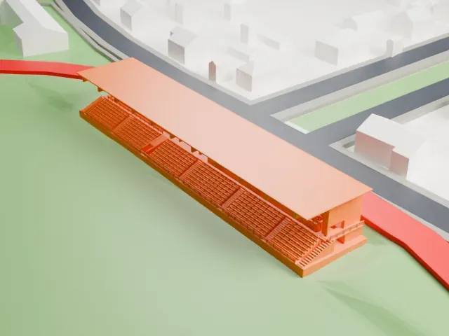 Tamme Stadium model, North view