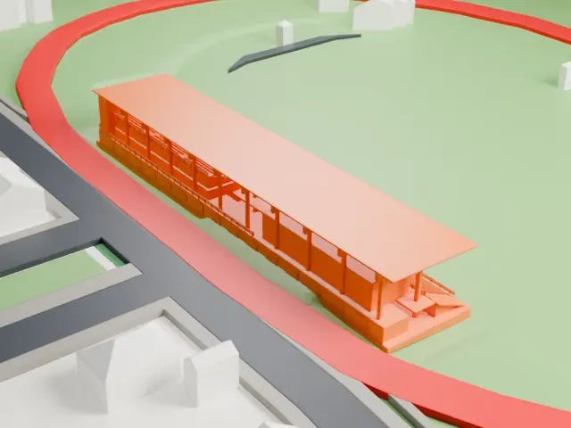 Tamme Stadium model, South view