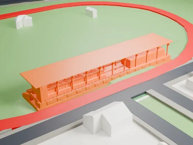 Tamme Stadium model, West view