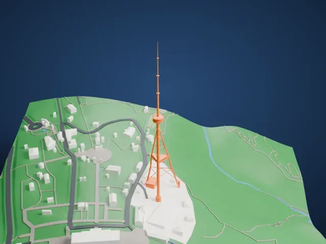 Tbilisi TV Broadcasting Tower model, East view