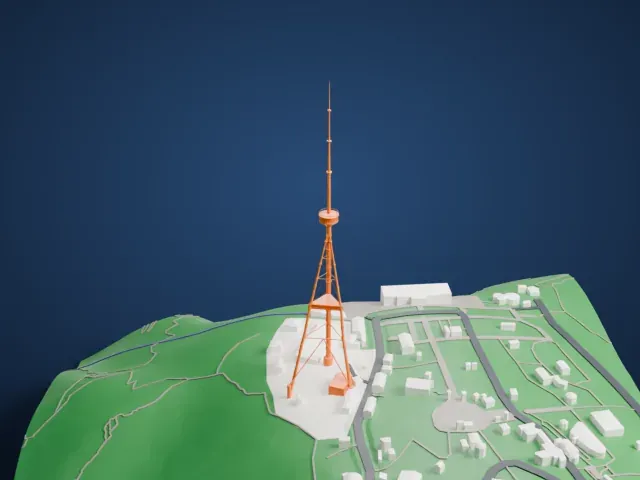 Tbilisi TV Broadcasting Tower model, West view