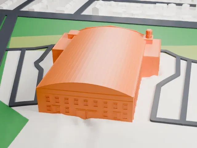 Teaneck Armory model, East view